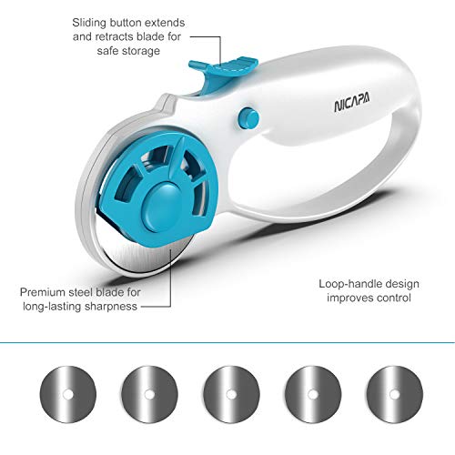 image for NICAPA 45mm Rotary Cutter for Fabric with Safety Lock Ergonomic Classi