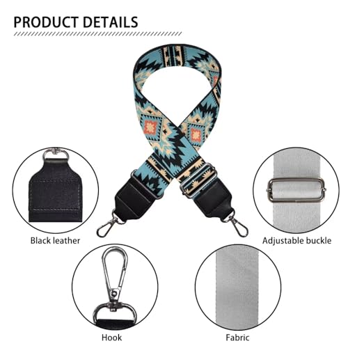 Image of Wide Bag Straps Replacement Crossbody Aztec Boho Guitar Straps for Handbags /Purses /Messenger /Duffel Bags Backpack Straps Replacement Adjustable Length from 30 inch to 50.3 inch Navajo