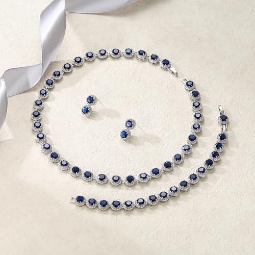 EVER FAITH Round Cut Cubic Zirconia Tennis Luxury Necklace Bracelet Earrings Set for Women4