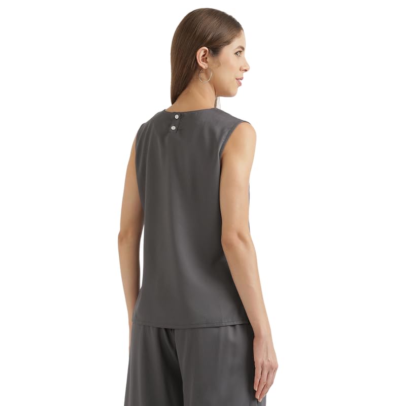 Image of SAADAA V-Neck Tops for Women| Viscose Fabric | Sleeveless Design | Relaxed Fit for Everyday Comfort | Office & Casual Wear