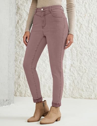 luvamia Skinny Jeans for Women Thin Fleece Lined High Waisted Front Yoke Fall Thermal Stretchy Denim Pants Warm Jeggings 5