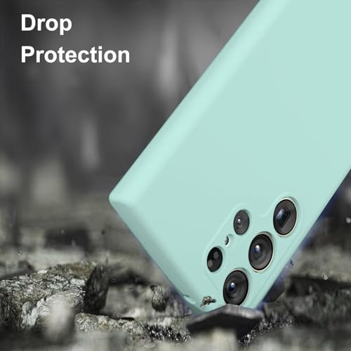 Image of DIZORO Microfiber Candy Case Compatible for Samsung S24 Ultra Smooth Touch Cushion Liquid Soft Silicone Gel Rubber Phone Cases Non-Slip Full Body Protective Shockproof Back Cover (New Mint Green)