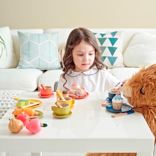 Image of GAGAKU Wooden Play Food Sets for Kids Kitchen, Montessori Wooden Play Food Toys with Plates and Dishes for Toddler Boys & Girls Gifts