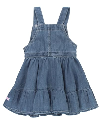 RuffleButts Light Wash Denim Overall Jumper Dress - 18-24m2