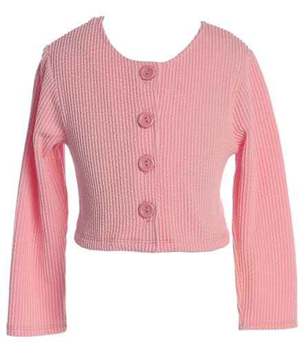 Little Girls Long Sleeve Button Closure Cardigan Sweater Jacket Dress Coat 4-14 (JKS 22.74 Pink 14)
