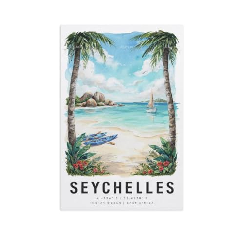 Poster Seychelles aquarelle pour sublimer un mur blanc triste 60x90