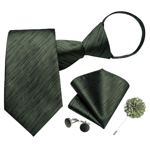 Image of DiBanGu Mens Zipper Tie Silk Pre-Tied Necktie with Gift Box