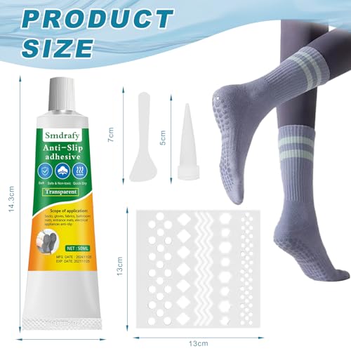 Smdrafy Sock Stop, Socken Stopper Flüssigkeit, Sockenstopp, Stopper für Socken,Sockenstopper für wollsocken, Teppiche, Badezimmermatten,Transparent,50ml