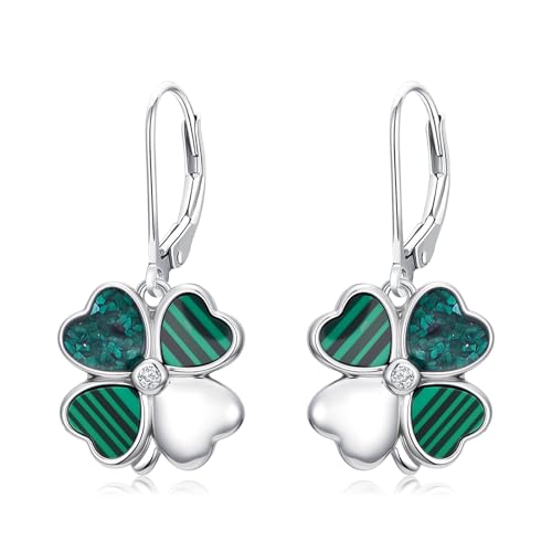 Trèfle à 4 feuilles boucles d'oreilles argent 925 cadeau Saint-Patrick