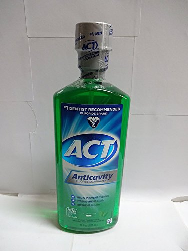 Act Anticavity Fluoride Mouthwash, Mint, Alcohol-Free, 18-Ounce Bottle (Pack of 2)