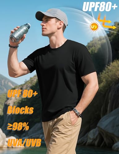 MAGCOMSEN Mens T-Shirts Short Sleeve UPF 80+ Sun Protection Lightweight Moisture Wicking Casual Crew Neck Basic Tees2