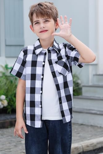 Image of SANGTREE Summer Button Down Shirts Cottn Tops for Men Women Boy Girl