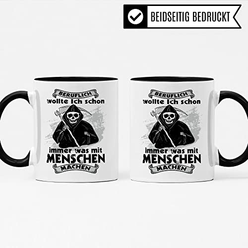 Pagma Druck Black Humour Sarcasm Evil Coffee Mug Funny Saying "I always wanted to do something with people" Funny Grim Reaper Coffee Mug - Image 3
