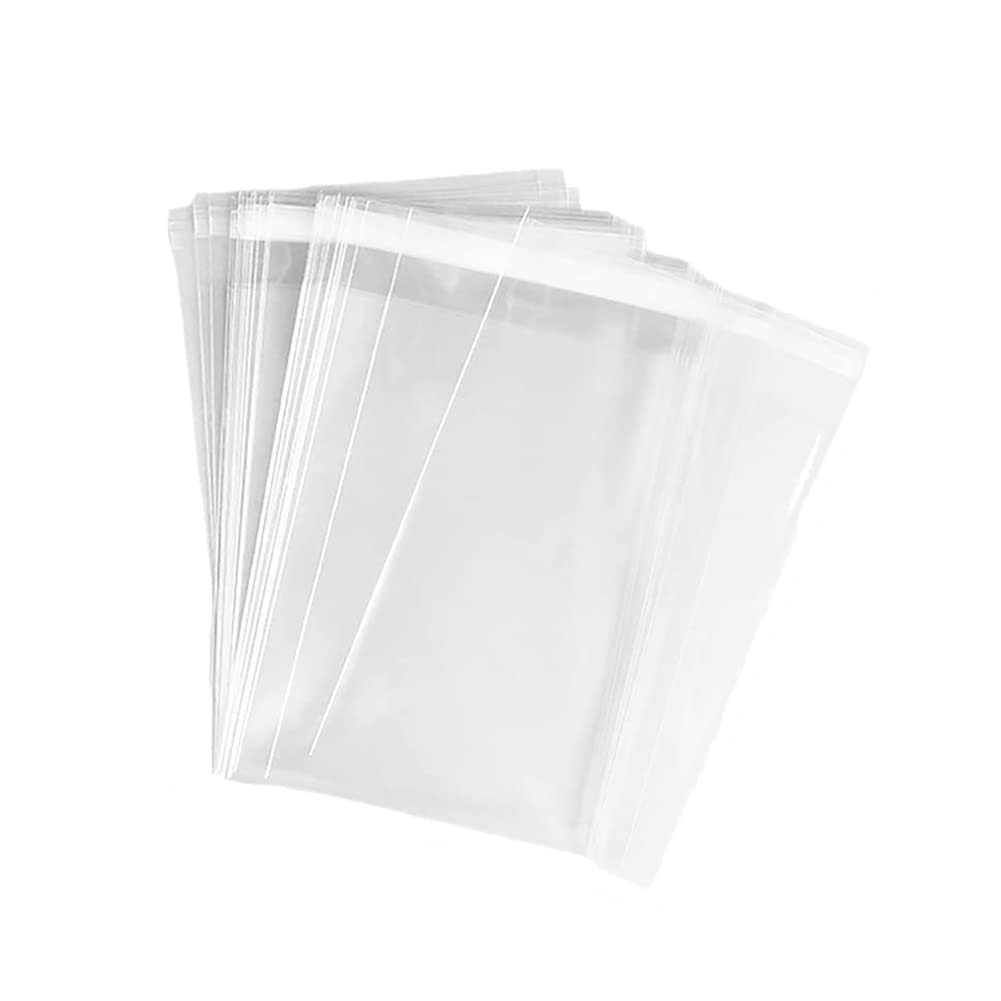 UUYYEO 100 Pcs Clear Plastic Cello Bags; Resealable Transparent Self-Sealing Cookie & Clothes Packaging Bags (11 x 14in)