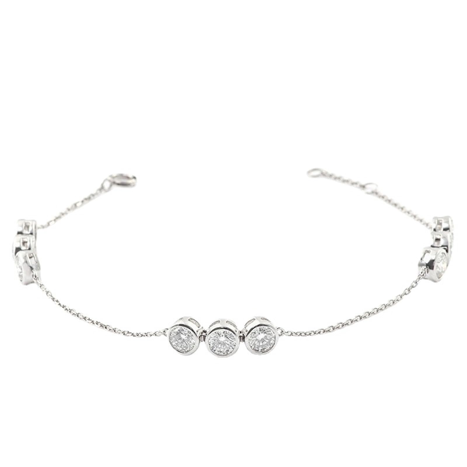 Pulsera de cadena de oro blanco para mujer con moissanita redonda de 4 mm