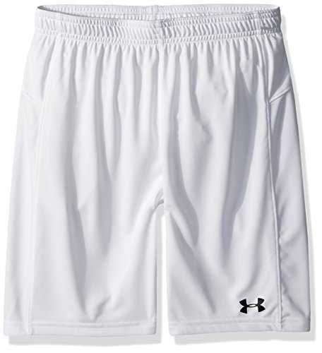 Under Armour Boys' Golazo 2.0 Soccer Shorts, White (100)/Black, Youth Medium
