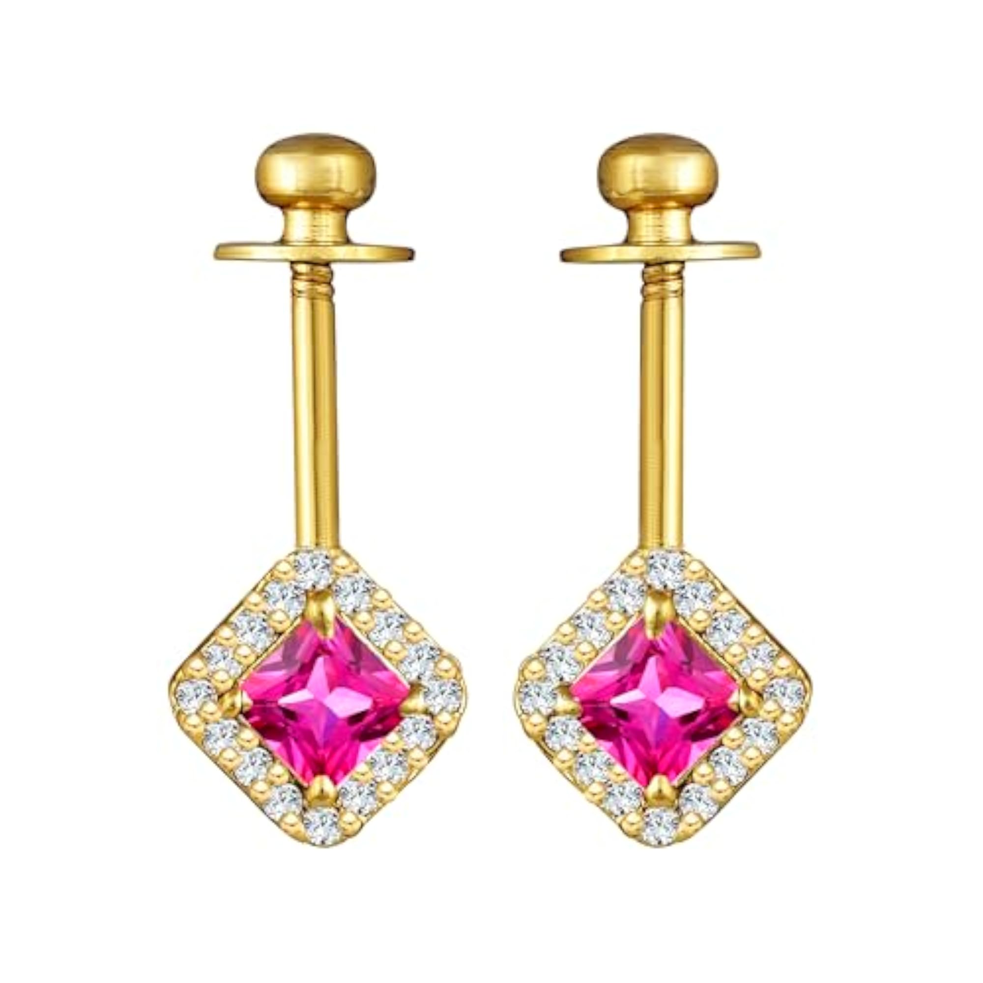 Square Stone Gold Plated Alloy Bugadi Earrings for Women, Gift Ready