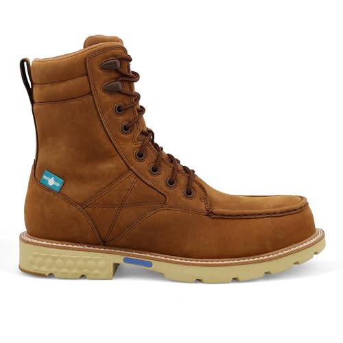 Twisted X Men's 8" Work Boot, Moc Toe Nano Toe with CellStretch4