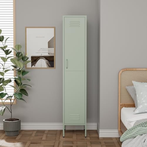 Lendo Online Armario Metálico – Armario Ropero de Acero con Estantes Regulables – Mueble de Almacenaje Industrial – 35x50x180 cm / 90x50x180 cm (Verde, 35x50x180cm)