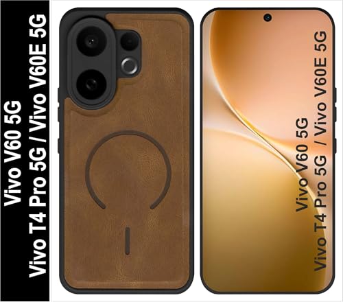 Image of SBMS Back Cover for Vivo V60 5G /T4 Pro /V60E | Ultra Slim Soft Rubberised Hard Case | Oil Feel Soft Leather Back | Mag-Safe Design (Mag-Safe Not Support) | Camera Protection Case for Vivo V60 (Brown)