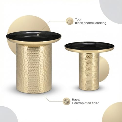 Image of Wakefit Grittle Multipurpose Metallic Coffee Table for Bedroom|Gold Electroplating Finish|Center Table for Living Room| Room Decoration |Nesting Table | Stylish & Comfortable Furniture for Home Decor