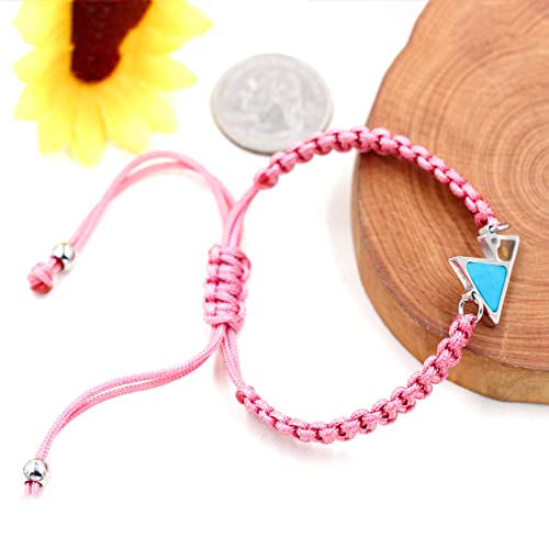 Image of Uloveido Handmade Braided Rope Bracelets with Blue Triangle Mountain Mustard Seed Charm Unisex Mountain Bracelet