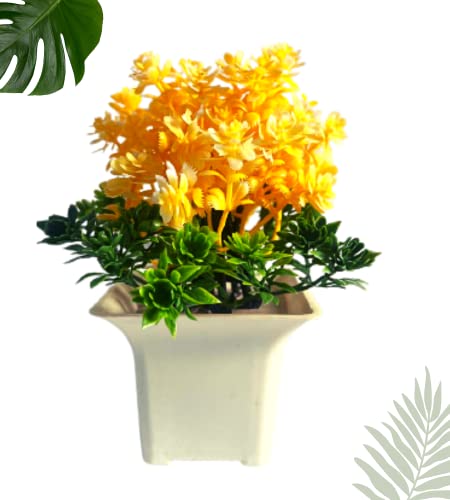 Image of Artificial Flowers for Decoration with Pot Combo of 1PCs Forest Bonsai Plant for Office Desk with Plastic Pot for Home Decoration Office Table Greenery Room Home Decor Plants (M2P)