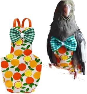 Bird Flight Suits Diapers, Parrot Flight Suits Diapers for Monk Parakeets, Cockatiels Flight Suits, Parrot Clothes, Bird Training Nappy Suit Liners Clothes (Medium,Orange)