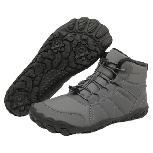 Image of HiGropcore Barefoot Snow Boots for Women Men, Warm Fur Lined Water Repellent Winter Barefoot Shoes, Wide Toe Box Lightweight Outdoor Ankle Boots