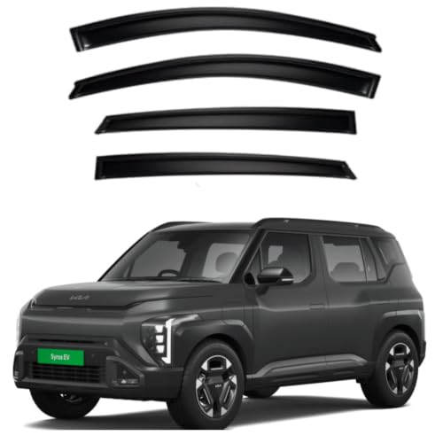 Image of Premium Smoke Car Door Visor Front+Rear Sun /Rain Guard Outside Mount Tape-On Window Visors Compatible with Kia Syros EV (2026)