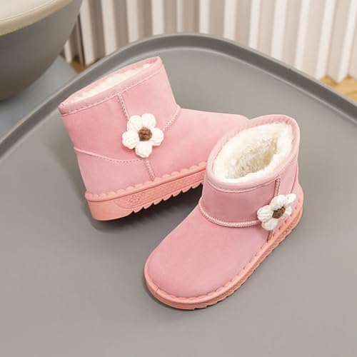 Toddler/Little Girls Snow Boots Fur Lined Lightweight Winter Warm Booties Flower Comfy Outdoor Princess Shoes3