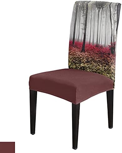 Fall Thanksgiving Chair Covers Autumn Maple Forest Dining Chair Slipcovers Ombre Yellow Seat Protector Stretch Removable Party Decoration Set of 4