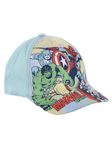 Marvel Avengers Baseball Kappe für Jungen, Design Hulk Thor Capitan America und Spiderman Baseballmütze, Sommerhut für Kinder | Blau