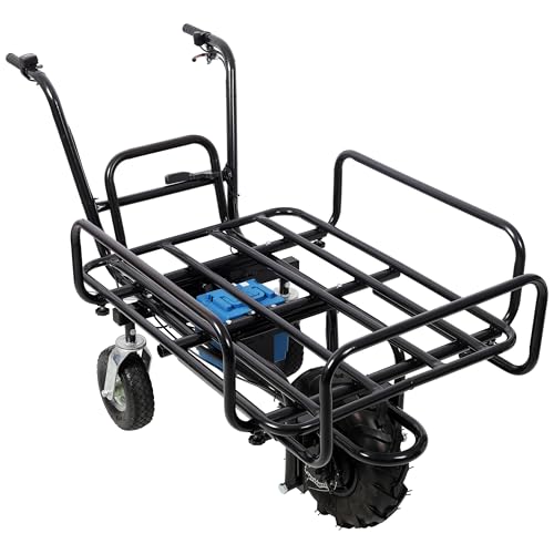 KEIKI Carretilla Eléctrica para Transporte, Carro de Jardín con Motor DC 24V 350W, Capacidad 265 lbs, Asa de Metal y Ruedas de 16" miniatura 1