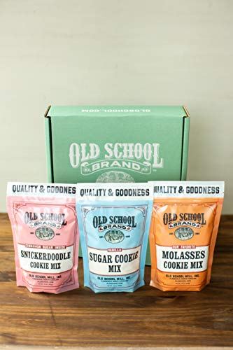 Old School Brand 3 Item Cookie Gift Box - Contains Classic Snickerdoodle Cookie Mix, Sugar Cookie Mix AND Molasses Cookie Mix!