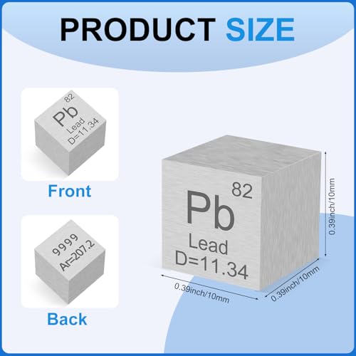 Image of 0.39 inch Lead Metal Element Cube 10MM Density Cubes 99.99% High Purity, Periodic Table of Elements Collection for Element Collections Hobbies, Pure Lead Cube(Pb 0.39 Inch)