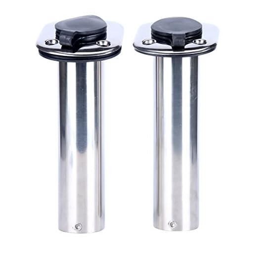 Amarine Made Pack of 2 90 Degree Rod Holders Stainless Steel Rubber Cap, Liner, Gasket