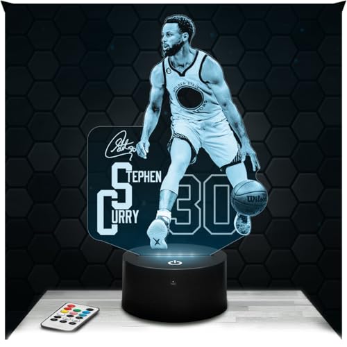 Lampephoto.fr - Lampe 3D Stephen Curry Décoration Basketball Usa, Idée Cadeau Homme Objet Sport Stephen Curry Veilleuse LED Déco Chambre, Idée Cadeau Noel...