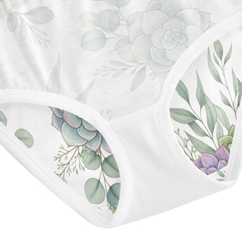 Watercolor Succulents Girls' Underwear, Toddler Briefs, Cotton Girls Underwear, 2–8 Years4