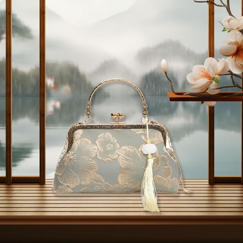 Kiss Lock Purse Handbag Pouch Elegant Flower Crossbody Bag for Dance Party3