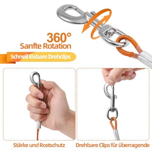 Mi Metty Tie-Out Leinen für Hunde,3m Kausichere Hundeleinen,Tie Out Cables Hofleine Für mittlere bis große Hunde