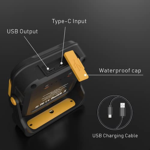 Aygrochy Projecteur LED Rechargeable, Lampe Chantier 13500MAH avec 4 modes d'éclairage et 10-100% niveaux de luminosité pour la réparation automobile, le camping. - Image 7