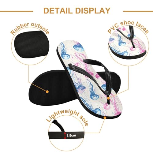Colored Jellyfish Flip Flop Sandal for Women Men, Casual Beach Slippers Indoor Outdoor XS3