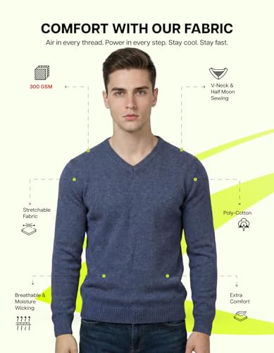Image of AWG ALL WEATHER GEAR Men's Woolen V-Neck Full Sleeve Sweater