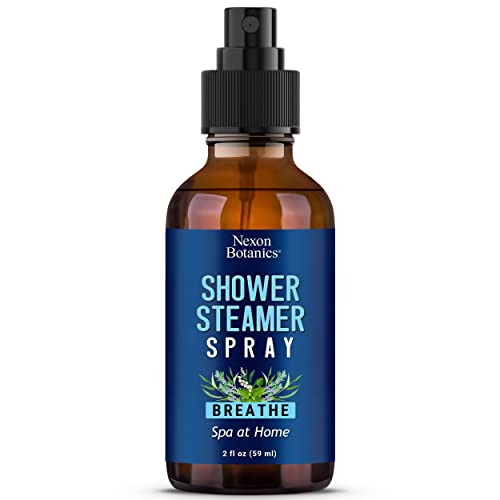 Breathe Shower Steamer Spray 2 Fl Oz - Aromatherapy Mist From Natural Essential Oil Blend - Peppermint, Eucalyptus Shower Steamer Spray - Spa At Home From Fresh Steam Shower Spray - Nexon Botanics #TOP6