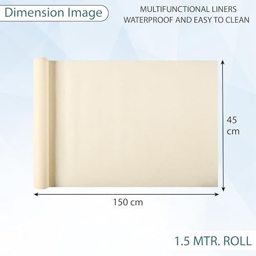 Image of Kuber Industries 2 Pcs EVA 1.5 Mtr Anti Slip Shelf Liners for Kitchen Shelves | Multipurpose Cupboard Mat for Wardrobe | Kitchen Shelf Mats Roll | Cream