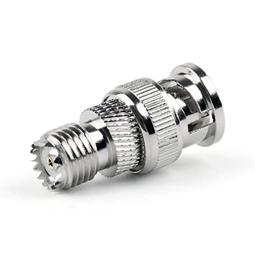 Image of BNC Male to Mini UHF Female Adapter | RF Coax Jack Connector | Mini UHF Female to BNC Male Straight Coaxial Coupler (1)