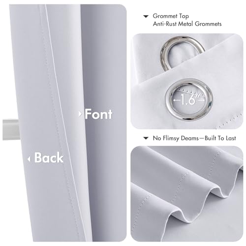 Image of MIULEE Blackout Curtains for Bedroom Living Room 2 Panels, Thermal Insulated Room Darkening Drapes Grommet Noise Reducing Light Blocking Window Treatments 80 Inches Long 40x80 Inch Greyish White