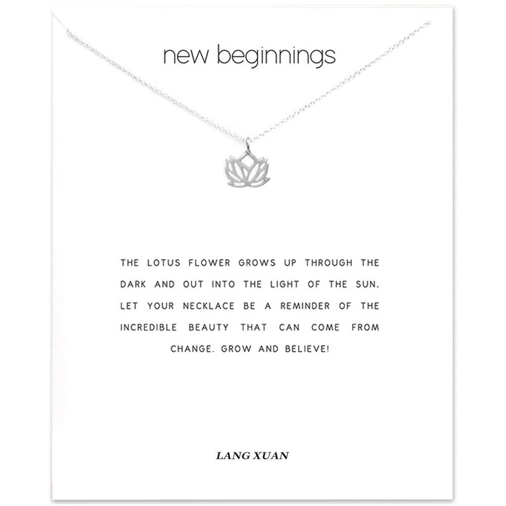 LANG XUAN Message Card Sunshine Key Compass Pendant Necklace Friendship Sun Good Luck Elephant Pendant Chain Necklace for Women Gift