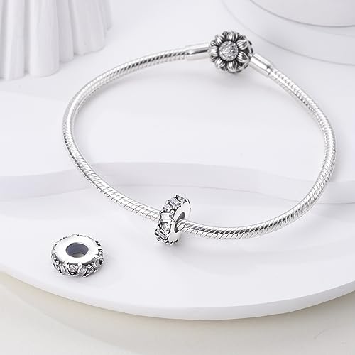 Parmuz Stoppers beads Charms for Bracelets 925 sterling silver 2pcs clip Rondelle Spacer Charm Jewelry for Woman2